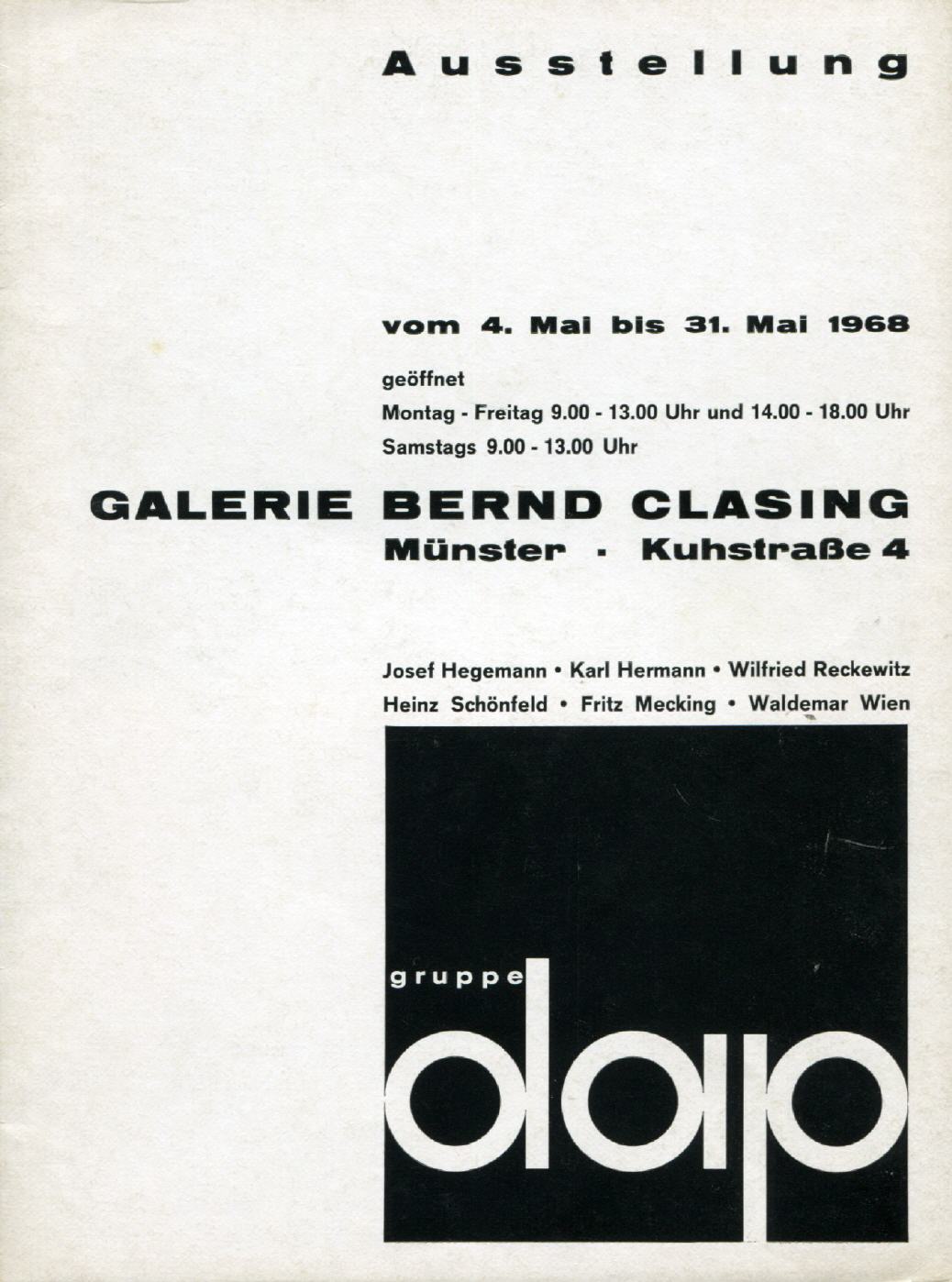 Ausstellungkatalog Galerei Bernd Glasing 1968