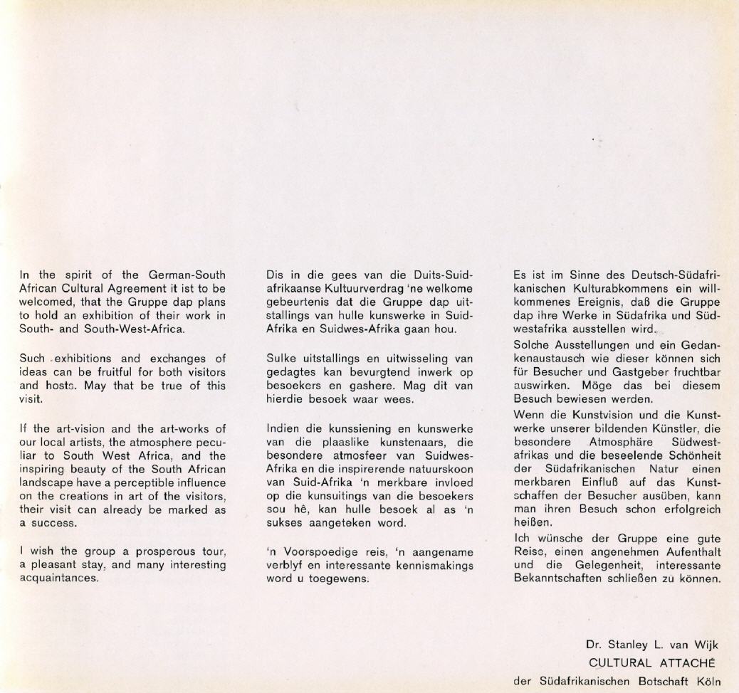 Vorwort vom Südafrikanischen Kultur Attache