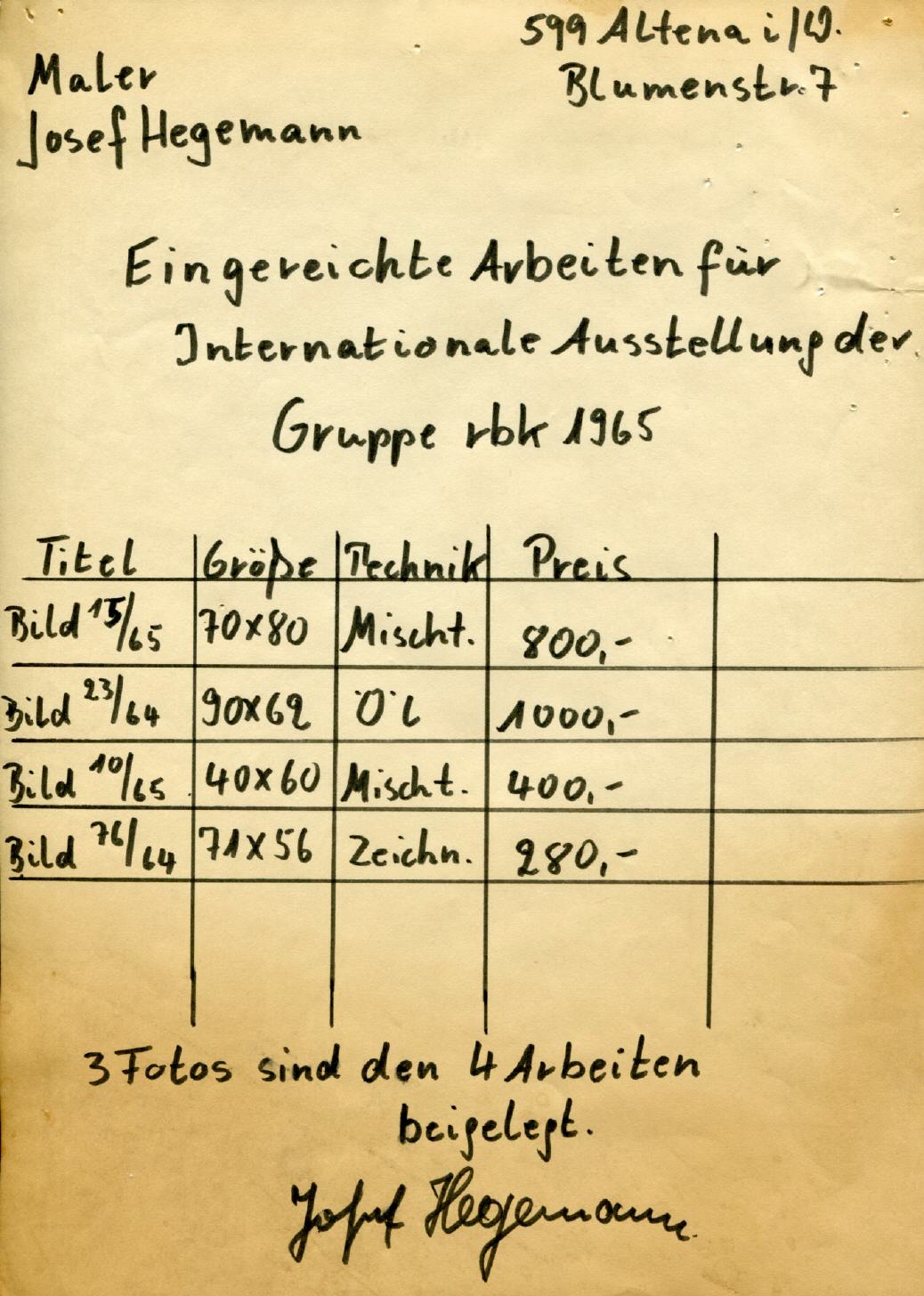 Internationale Ausstellung rbk 1965